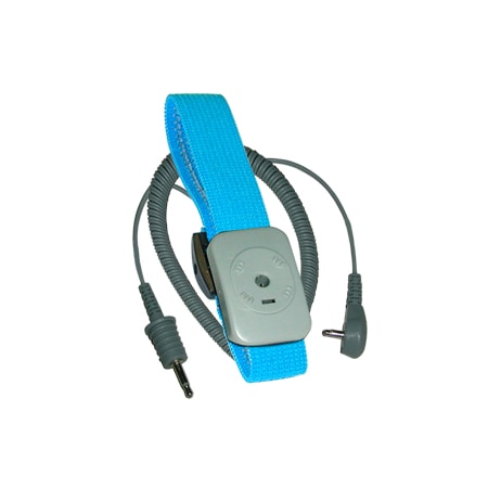 TRANSFORMING TECHNOLOGIES Dual Conductor Adjustable Fabric Wrist Strap w/5' Coil Cord, Turquoise WB7050